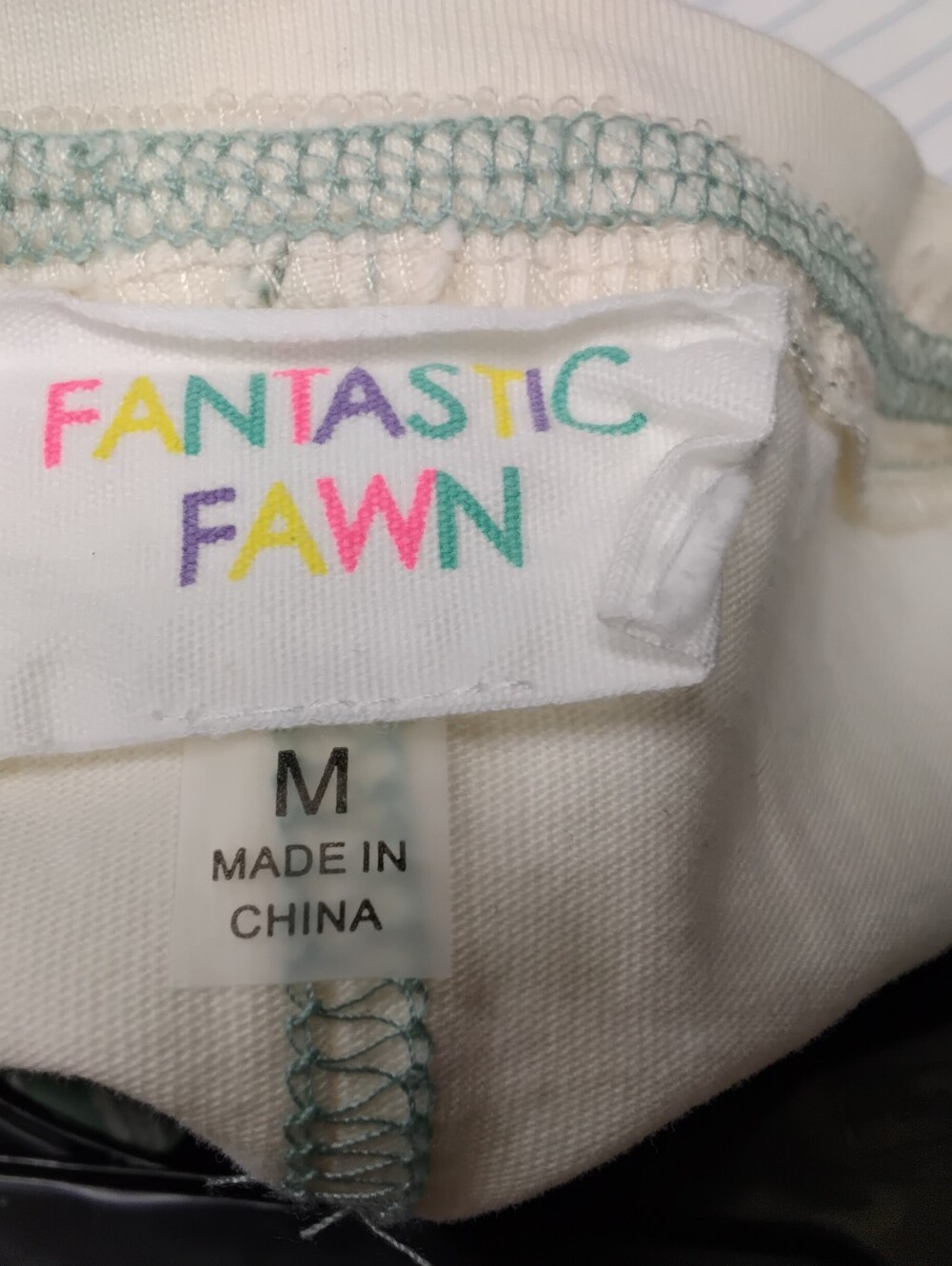 4018 Size Medium Fantastic Fawn Mint & White Short Sleeve Top with Boot Graphic - Picture 4 of 5